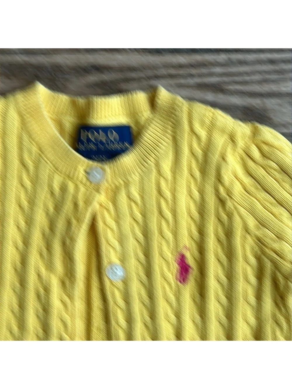Polo Ralph Lauren Mini-Cable Cotton Cardigan Yellow 2T EUC